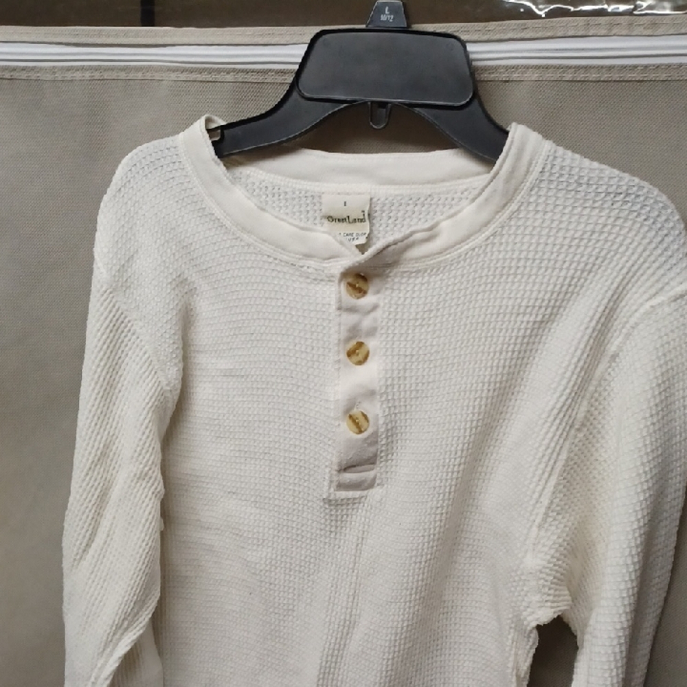 Women's Cream Sweater with Button Detail